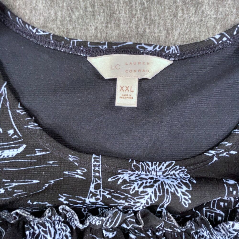 LC Lauren Conrad Toile Sailboat Palm Tree Dress XXL Coastal Resort Beach Summer - Picture 5 of 15
